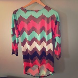 Chevron three quarter length sleeve top